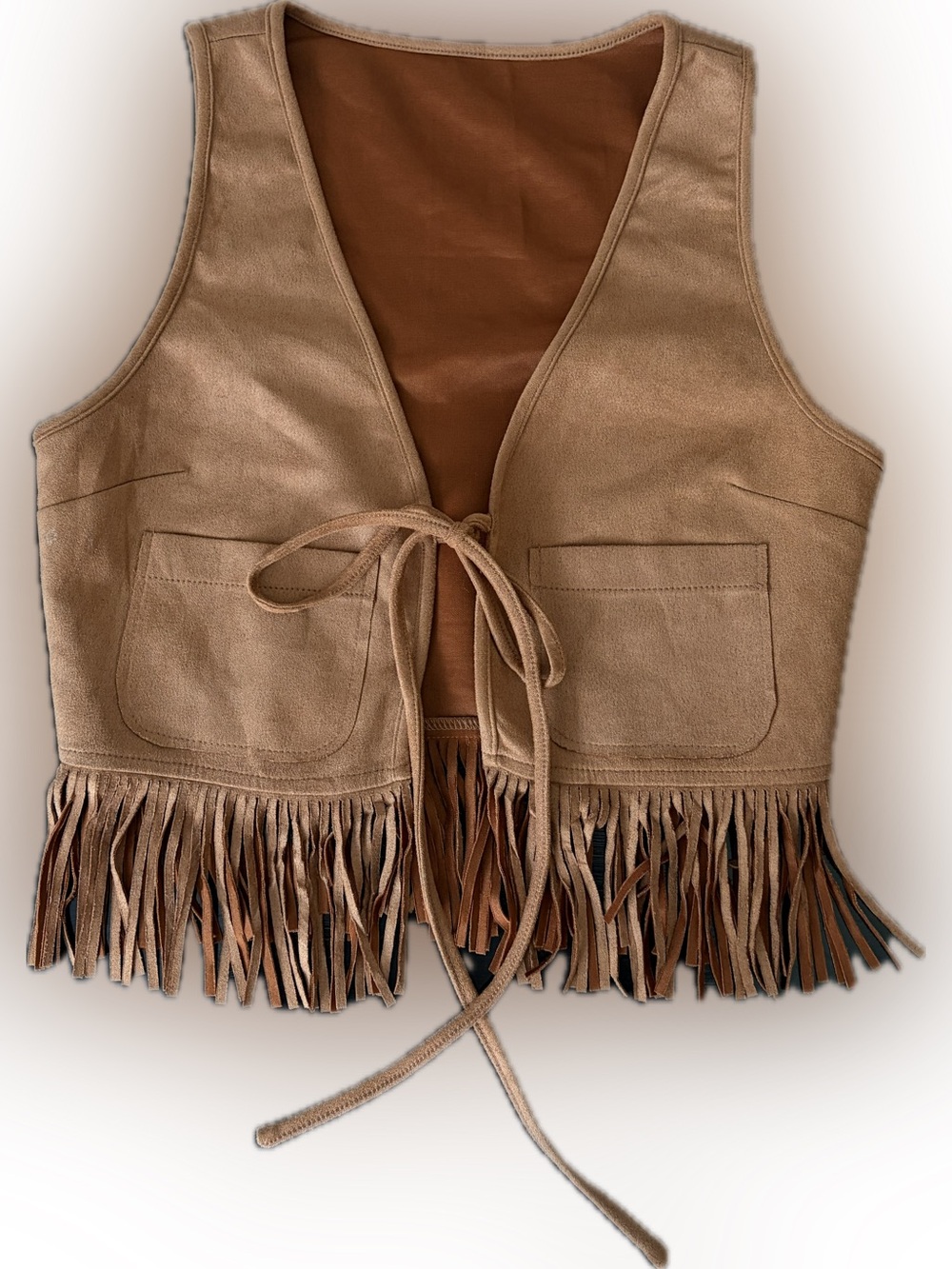 🤎✨ Women’s Faux Suede Fringe Tie-Front Vest ✨🤎